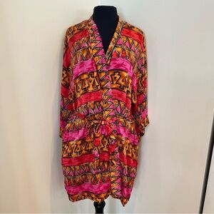 Vintage Victoria’s Secret Gold Label Silk Kimono Robe Aztec Tribal M